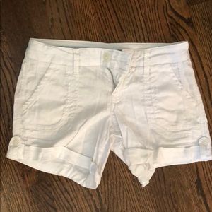 White linen shorts
